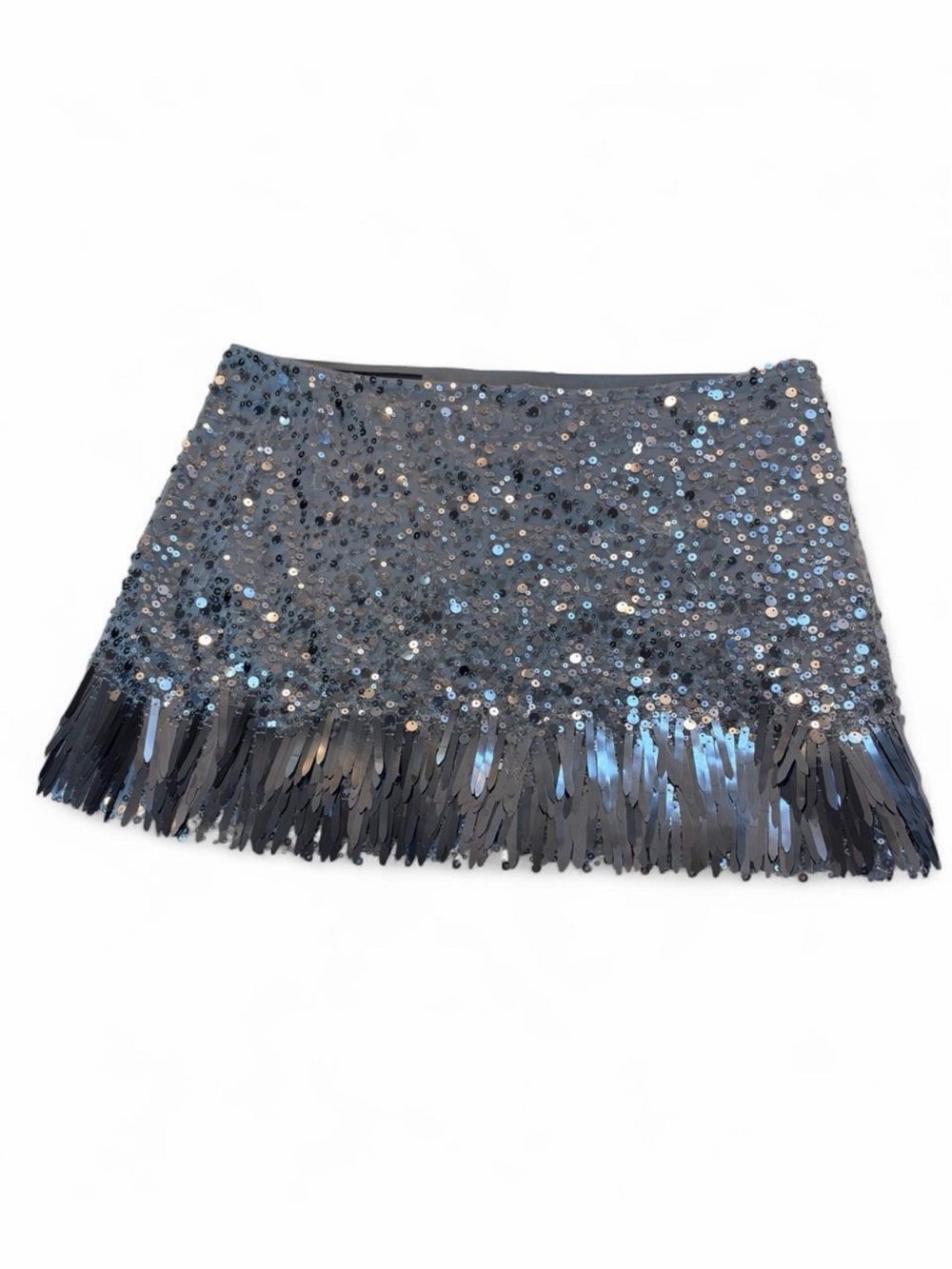 Zara Sequined Fringe Mini Skirt - Black